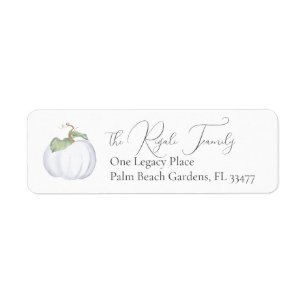 Watercolor White Pumpkin Return Address Return Address Label