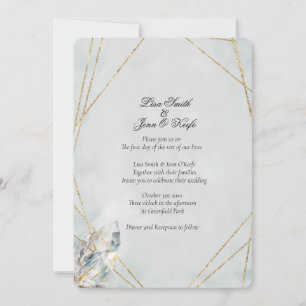 Watercolor White Quartz Modern Wedding Invitation