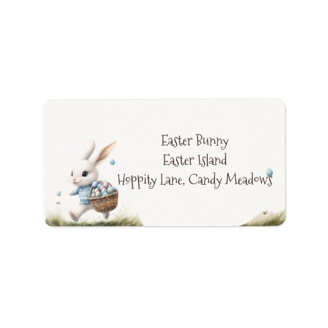 Watercolor White Rabbit Easter  Label (Front)