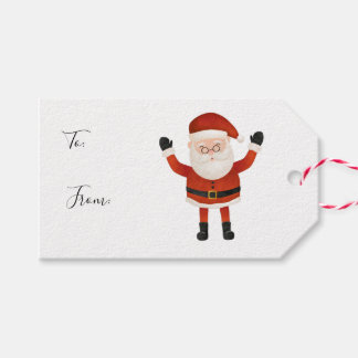 Watercolor White Red Santa Christmas Gift Tags