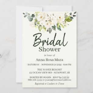 *~* Watercolor White Rose Bridal Shower Lavender Invitation