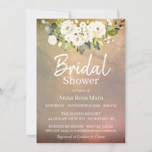 *~* Watercolor White Rose Gold Bridal Shower Invitation
