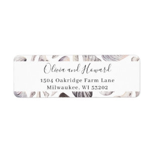 Watercolor White Seashell and Coral Return Address Label