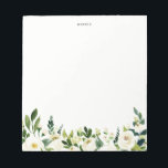 Watercolor White Spring Flowers Personalised Notepad<br><div class="desc">Watercolor White Spring Flowers Personalised Notepad | An elegant and whimsical notepad featuring white flowers and foliage. This will be a perfect feminine accent for your office.</div>