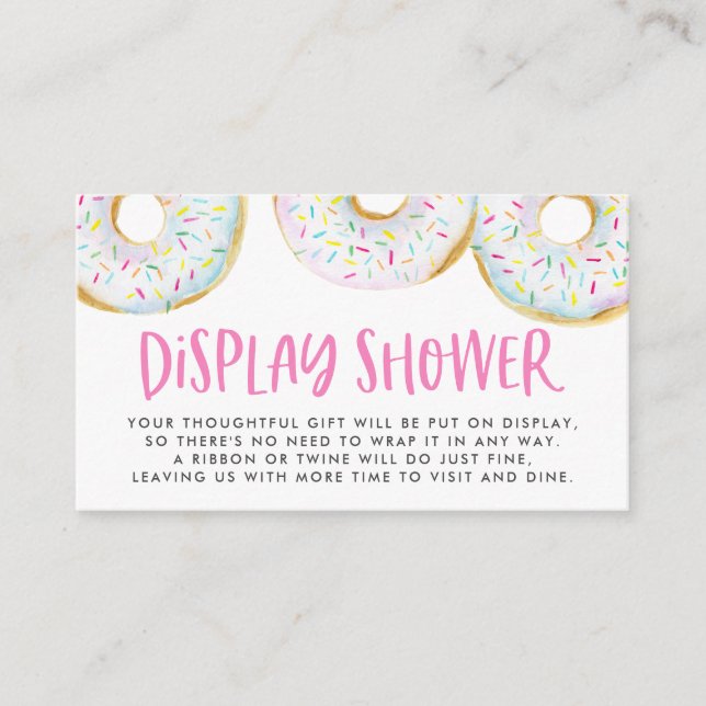 Watercolor White Sprinkle Doughnuts Display Shower Enclosure Card (Front)