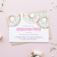 Watercolor White Sprinkle Doughnuts Graduation Par