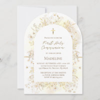 watercolor white yellow flowers First Communion