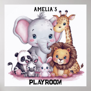 Watercolor wild animals family#6 poster