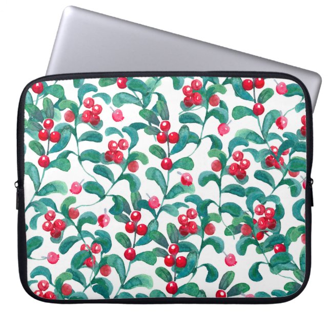 Watercolor wild berries, seamless pattern. laptop sleeve (Front)