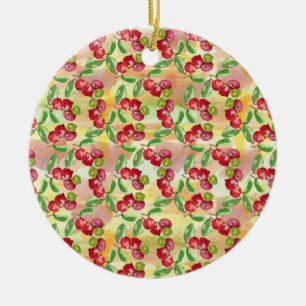 Watercolor wild berry ceramic ornament