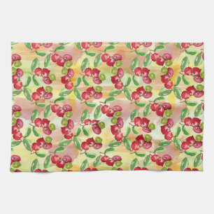 Watercolor wild berry tea towel