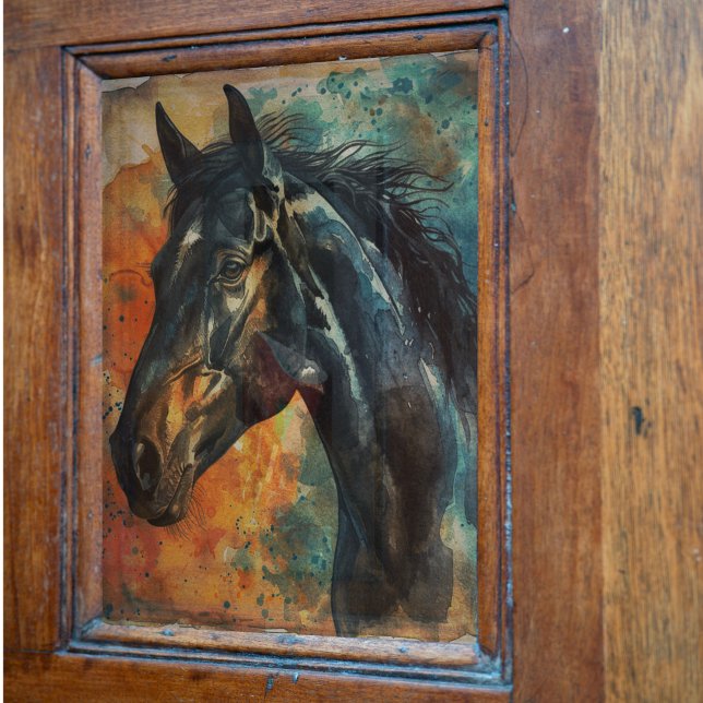 Watercolor Wild Black Horse Decoupage Tissue Paper (Creator Uploaded)