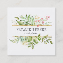 Watercolor Wild Floral Green Foliage