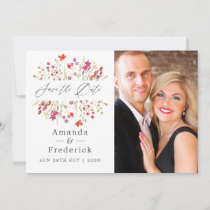 Watercolor Wild Flower Wedding Save The Date