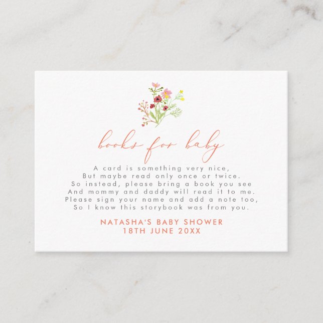 Watercolor Wild Flowers Books for Baby Insert (Front)