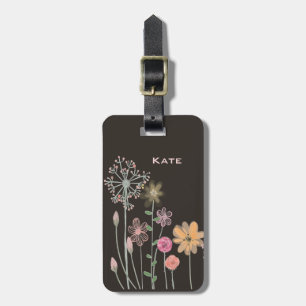 Watercolor Wild Flowers Personalised Luggage Tag