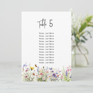 Watercolor Wild Flowers Seating chart cards