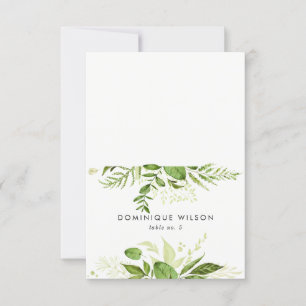 Watercolor Wild Green Foliage Wedding Place Card I