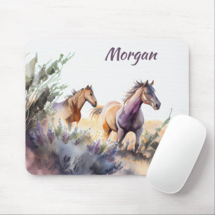 Watercolor Wild Horses Personalised Mouse Pad