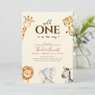 Watercolor Wild One Safari Baby Shower Invitation