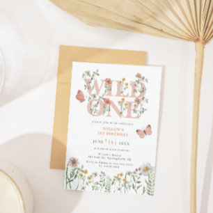 Watercolor Wild One Wildflower 1st Birthday Invitation