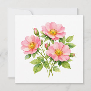 Watercolor Wild Pink Roses Card