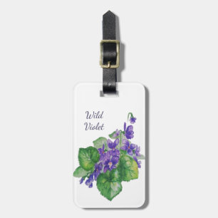 Watercolor Wild Violet Purple Garden Flower Luggage Tag