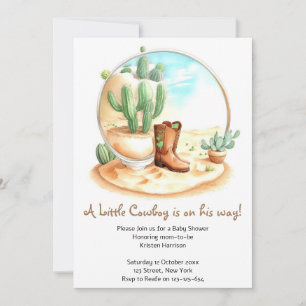 Watercolor Wild West Boy Baby Shower Invitation