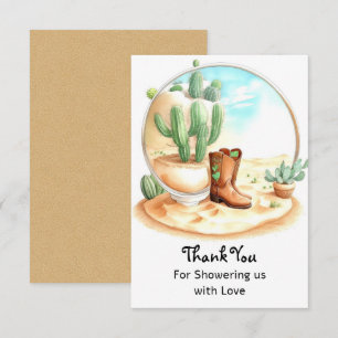 Watercolor Wild West Boy Baby Shower Thank You Card