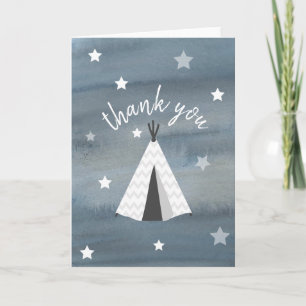 Watercolor Wilderness Stars Tipi Thank You Card
