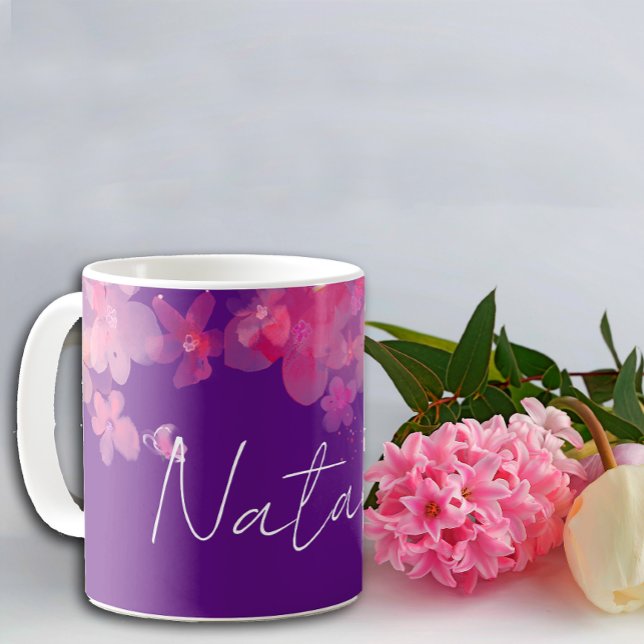 Watercolor wildfloral lavender name  coffee mug (Creator Uploaded)