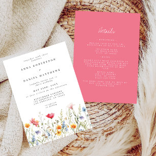 Watercolor Wildflower All In One Wedding Invitation