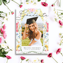 Watercolor Wildflower Arch Graduation Photo