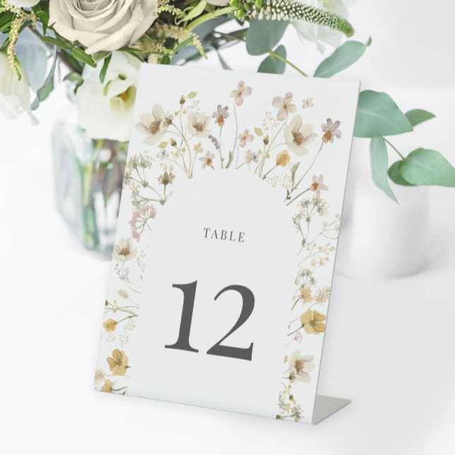 Watercolor Wildflower Arch Wedding Table Number Pedestal Sign (Creator Uploaded)