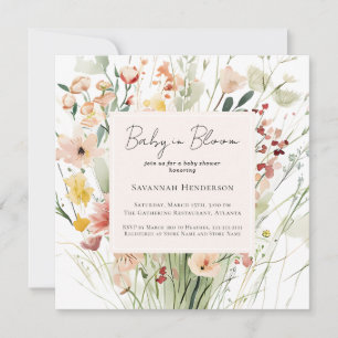 Watercolor Wildflower Baby in Bloom Baby Shower Invitation