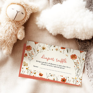 Watercolor Wildflower Baby Shower Diaper Raffle Enclosure Card