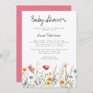 Watercolor Wildflower Baby Shower Invitation