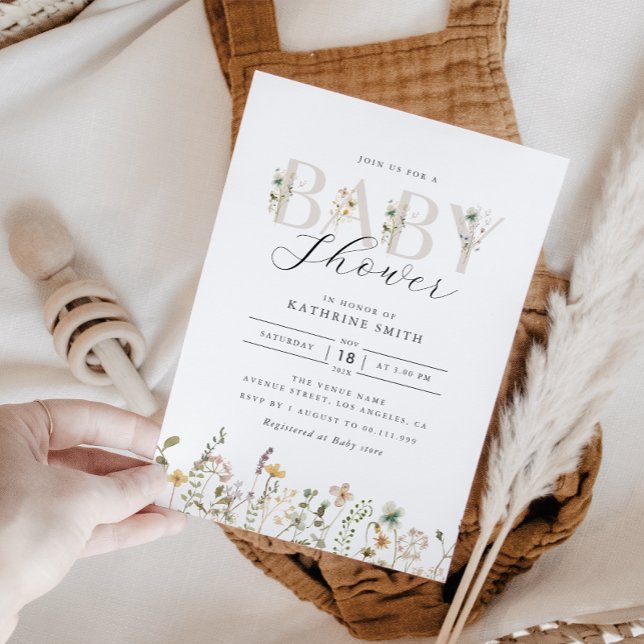 Watercolor Wildflower Baby Shower Invitation (Creator Uploaded)