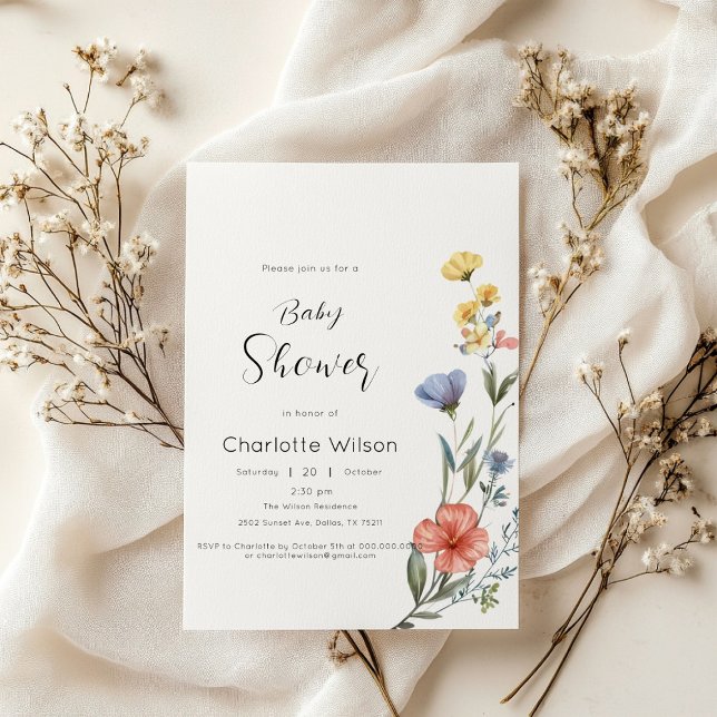 Watercolor Wildflower Baby Shower Invitation (Creator Uploaded)