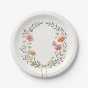 Watercolor Wildflower Baby Shower Paper Plates