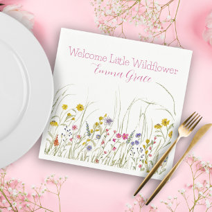 Watercolor Wildflower Baby Shower Party Napkins