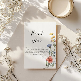 Watercolor Wildflower Baby Shower Thank You Card