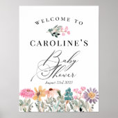 Watercolor Wildflower Baby Shower Welcome Sign (Front)