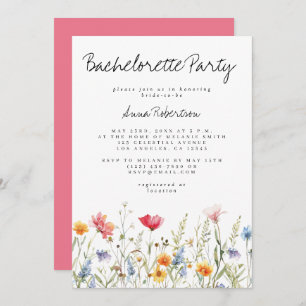 Watercolor Wildflower Bachelorette Party Invitation