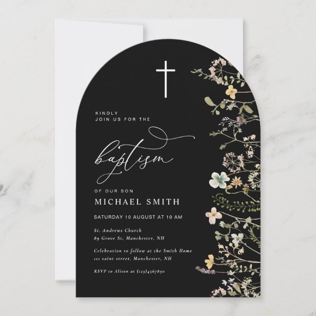 watercolor wildflower baptism invitation (Front)