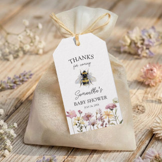 Watercolor Wildflower & Bee Baby Shower Gift Tags