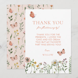 Watercolor Wildflower Birthday  Thank You Card