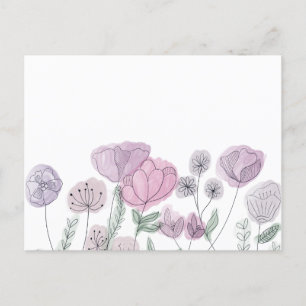 Watercolor Wildflower Blooms Holiday Postcard