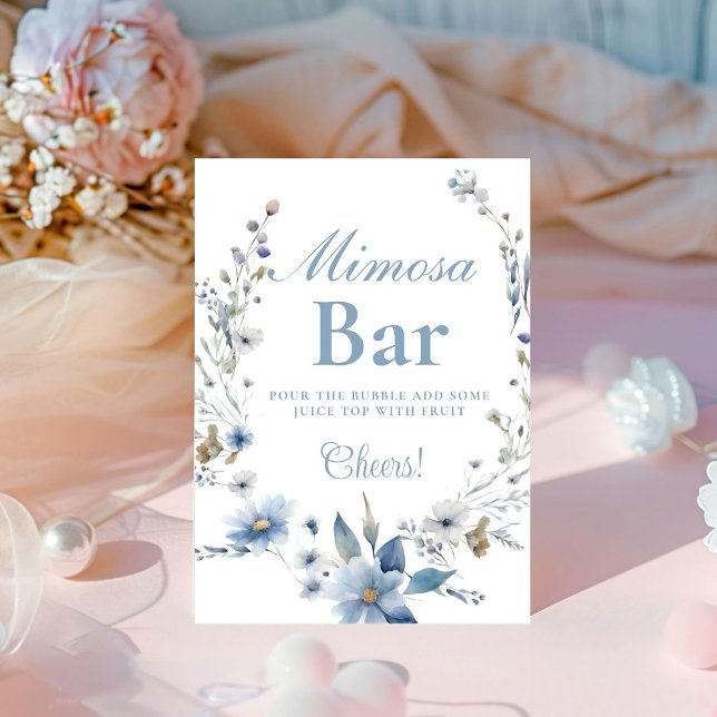 Watercolor wildflower blue Mimosa Bar  Sign (Creator Uploaded)