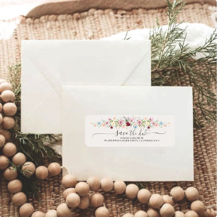 Watercolor Wildflower Boho Garden Wedding Return Address Label